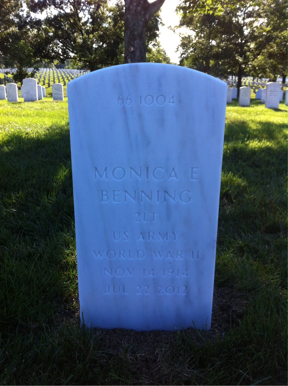 Back of headstone — Bernard Benning