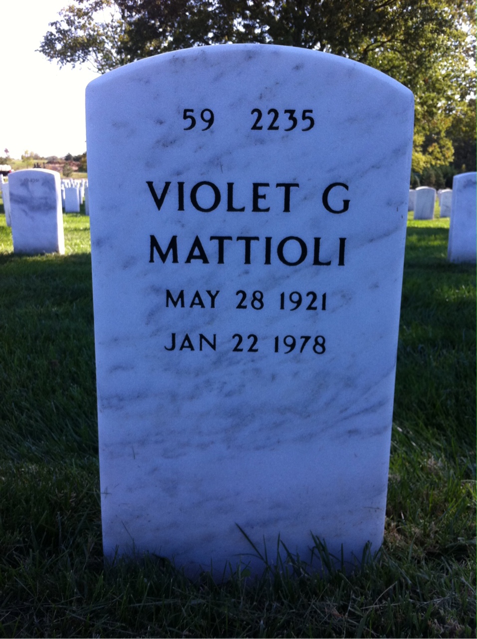 Back of headstone — John Mattioli