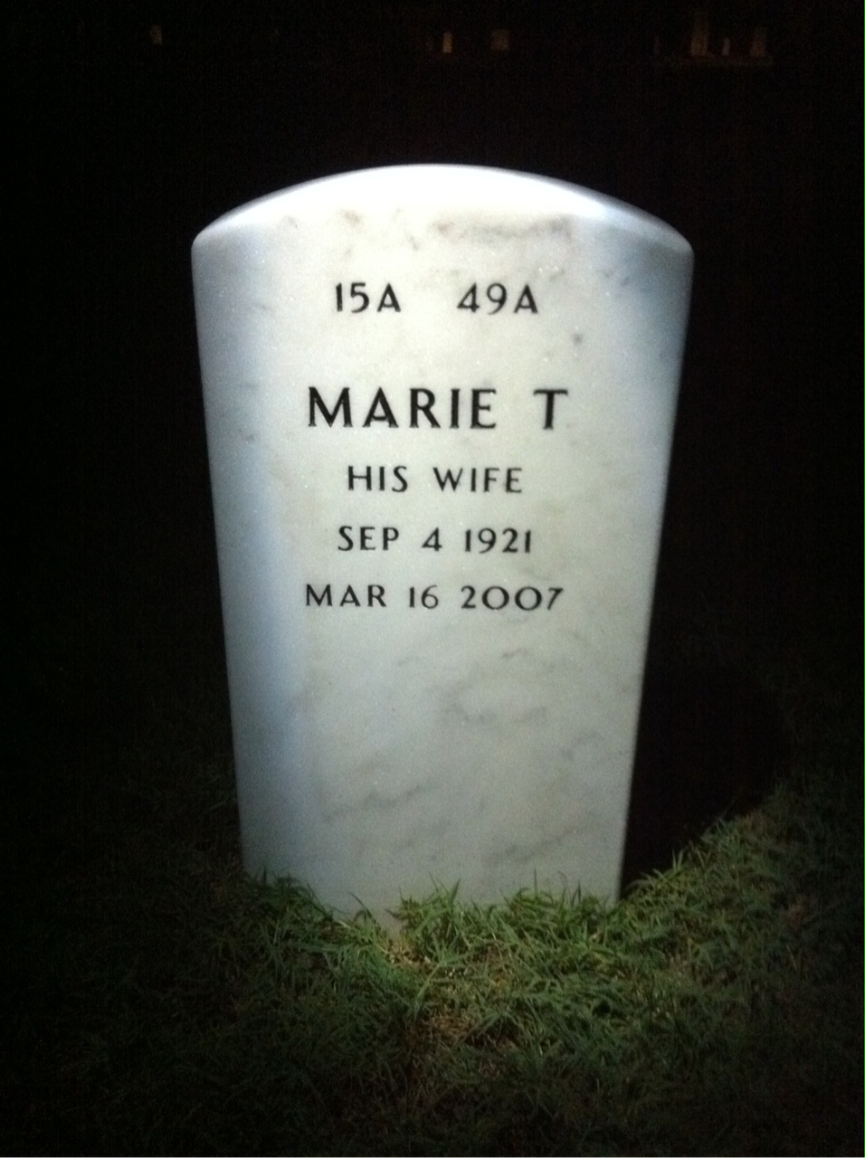 Back of headstone — Quinton Barlow