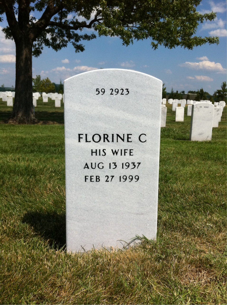 Back of headstone — Reginald Davin