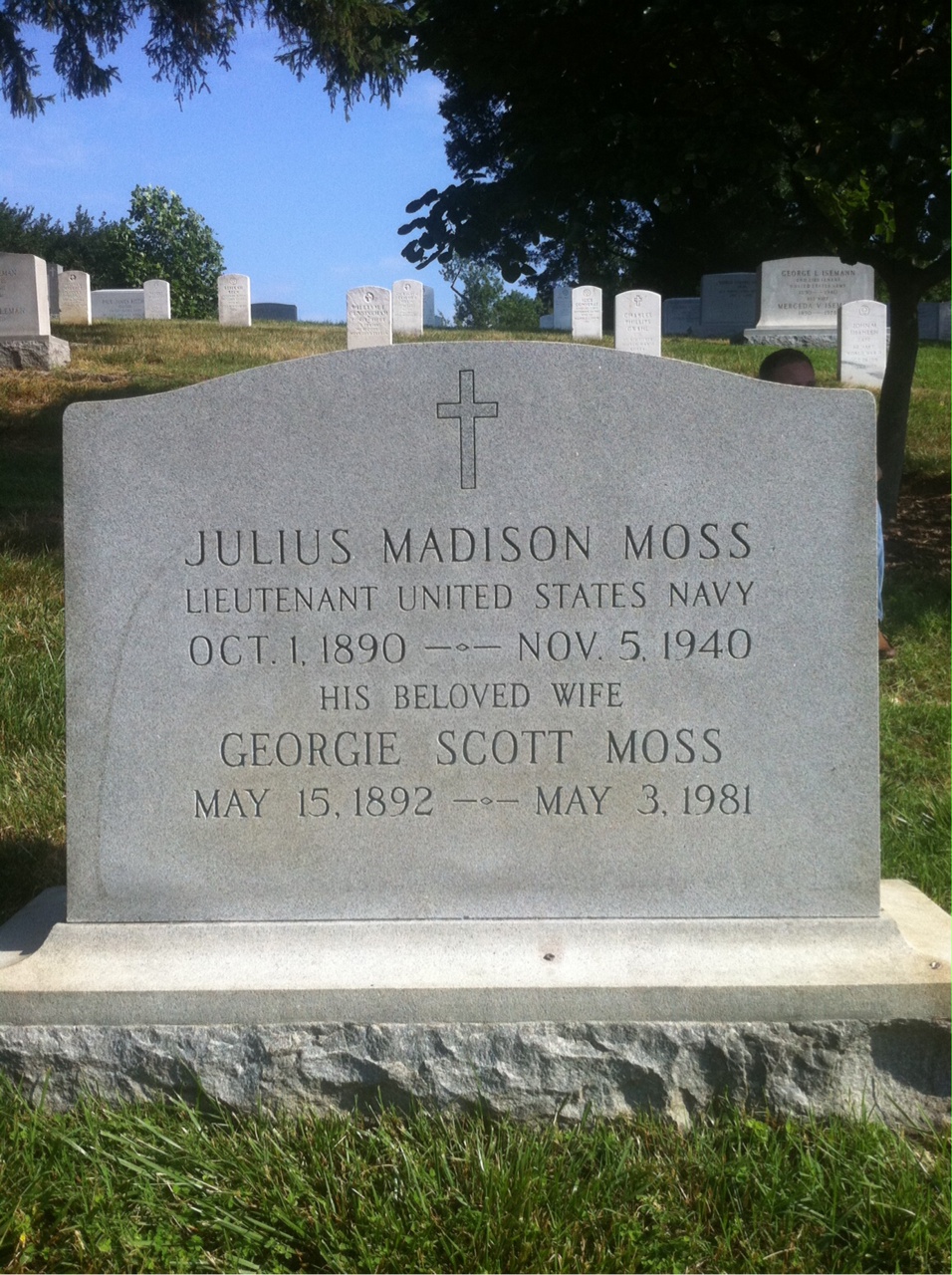 Back of headstone — Julius Moss