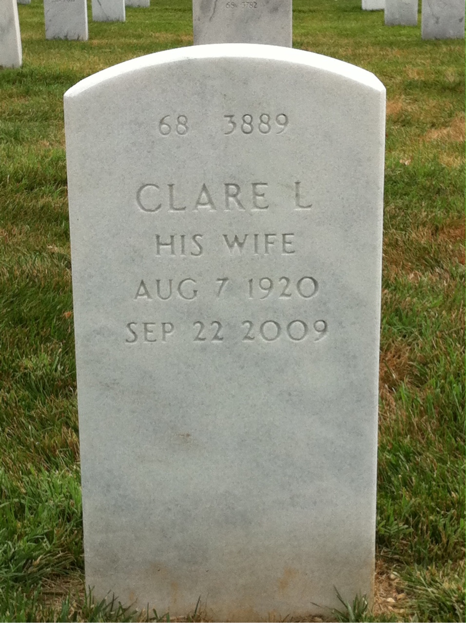 Back of headstone — Francis Farrell