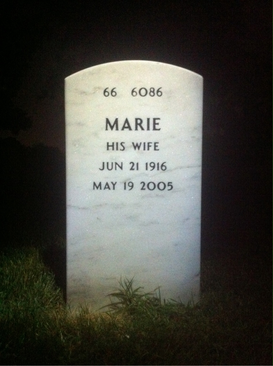 Back of headstone — Maynard Huston