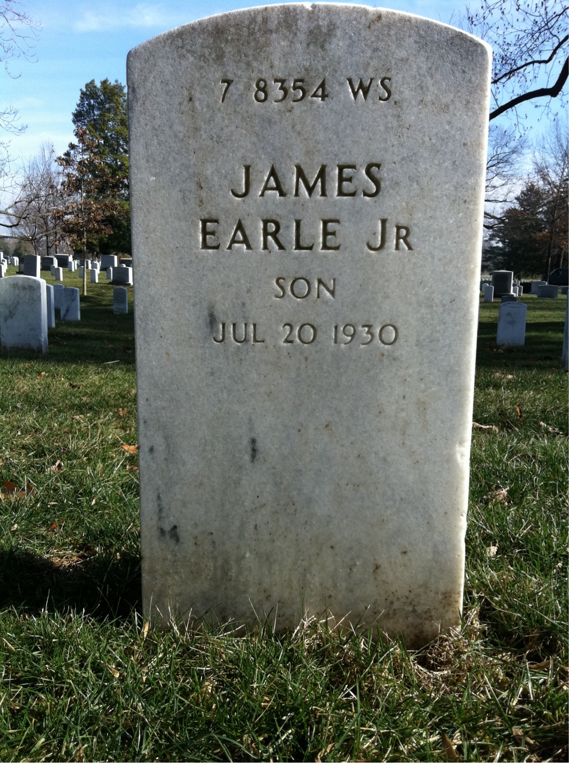 Back of headstone — James Ash
