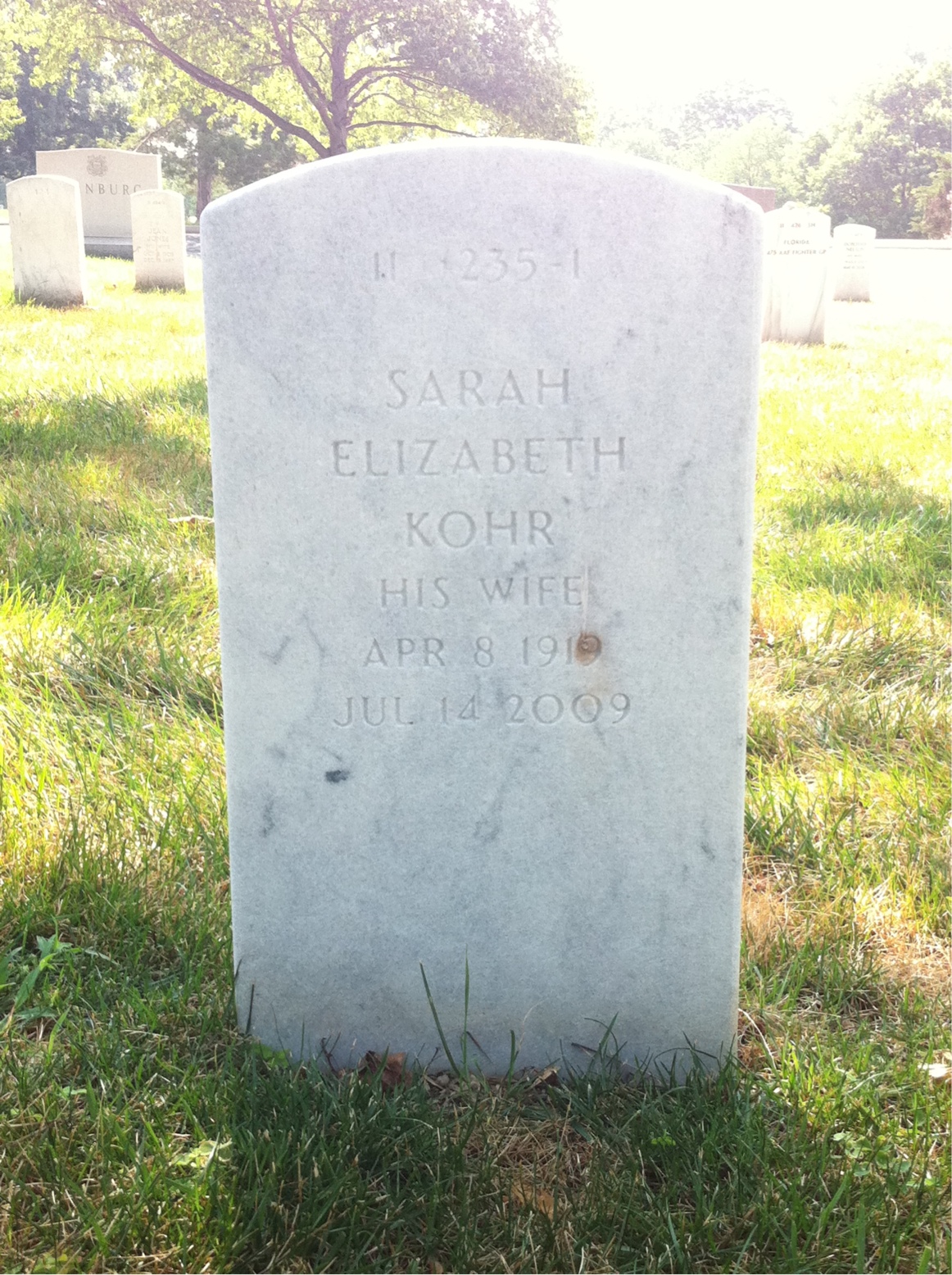 Back of headstone — Hollingsworth Gregory