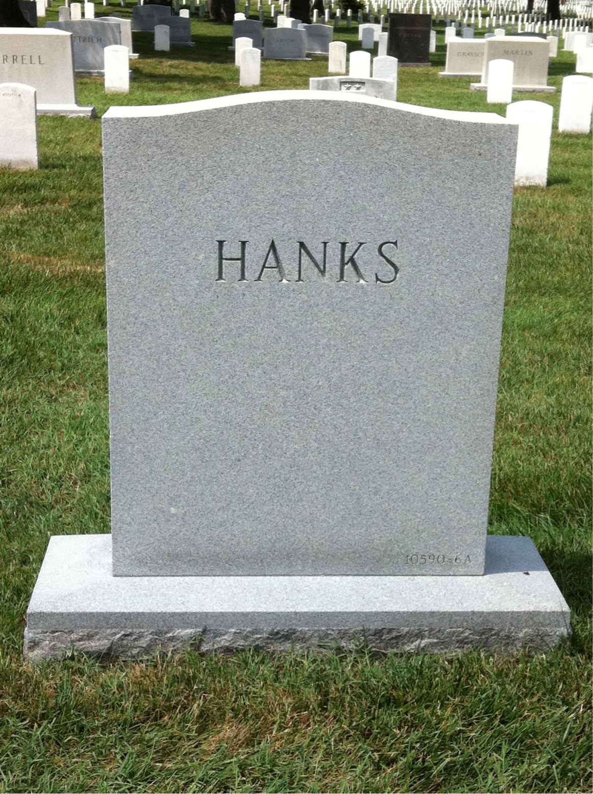 Back of headstone — Norris Hanks