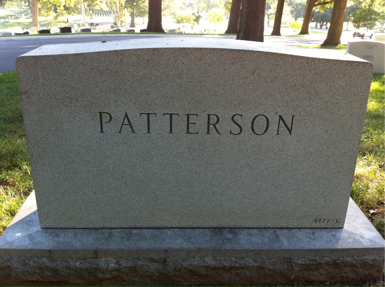 Back of headstone — William Patterson