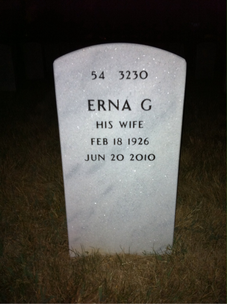 Back of headstone — Melvin Adams