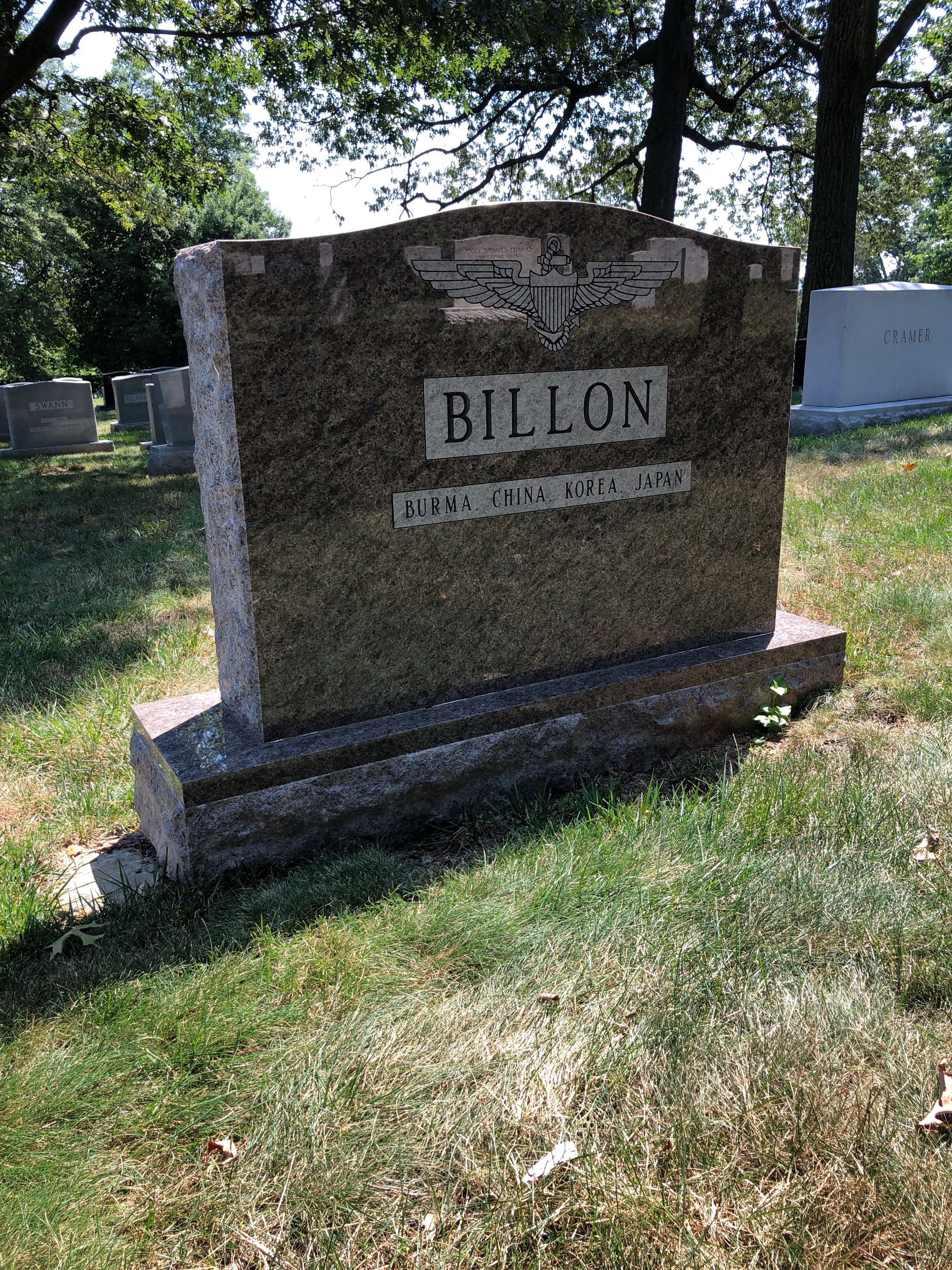 Back of headstone — Nowata Billon