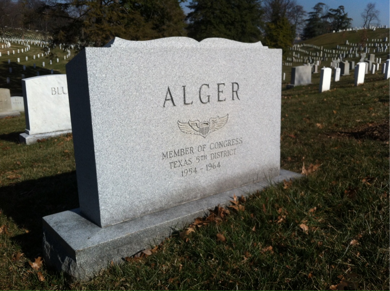 Back of headstone — Bruce Alger