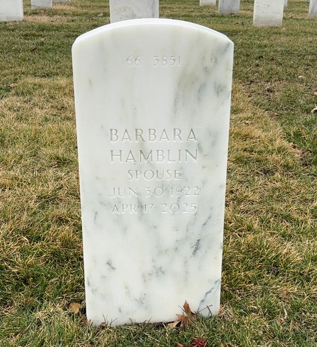 Back of headstone — Barton Marshall