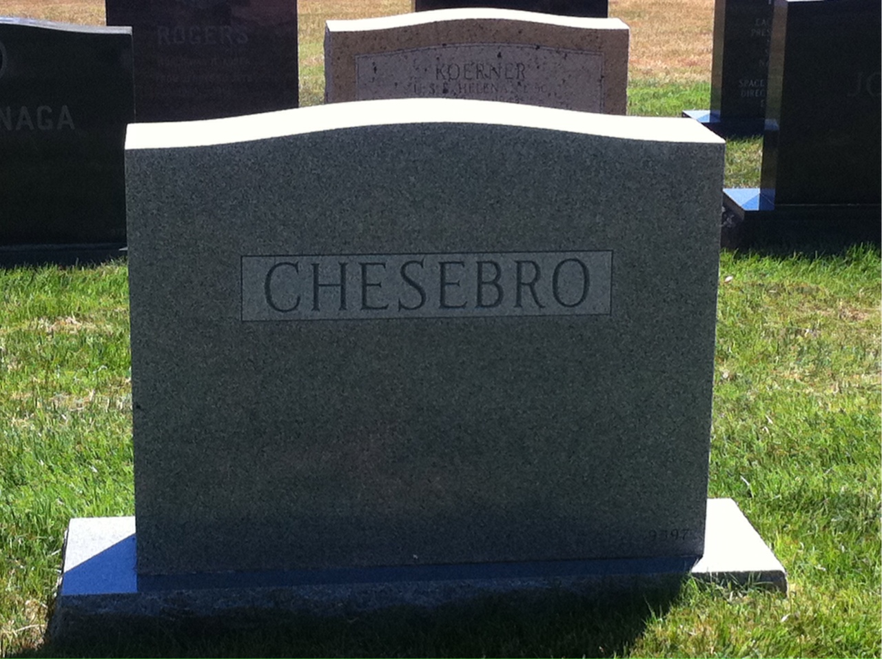 Back of headstone — John Chesebro