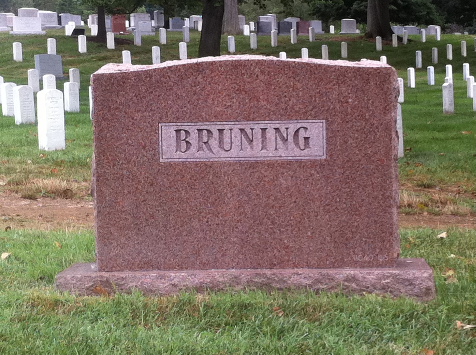Back of headstone — Edwin Bruning