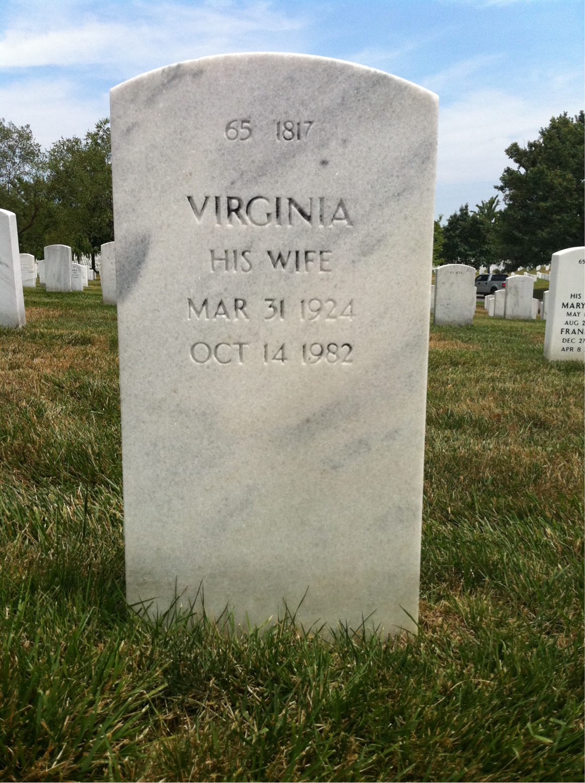 Back of headstone — Franklin Bailey