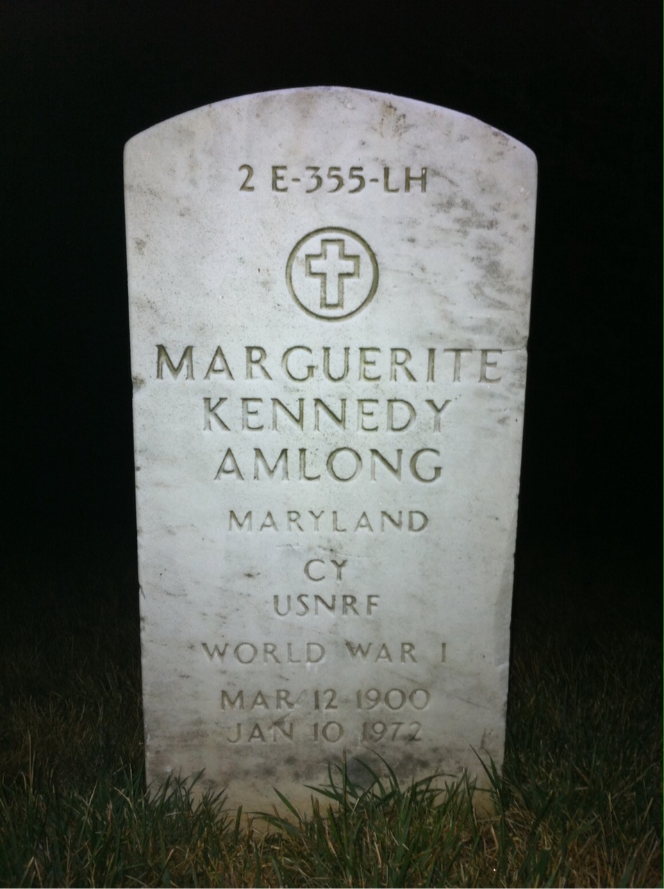 Back of headstone — Marguerite Amlong