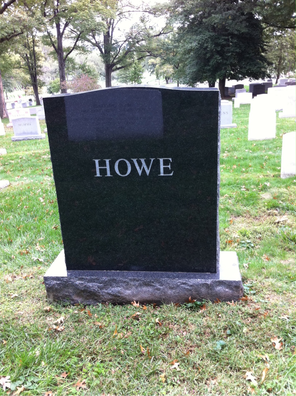 Back of headstone — Frederic Howe
