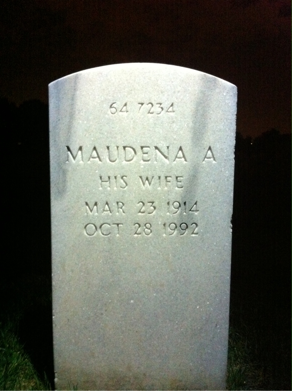 Back of headstone — Raymond Moore