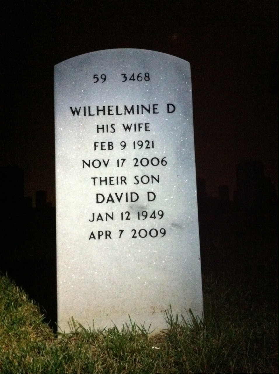 Back of headstone — Colin Sillers