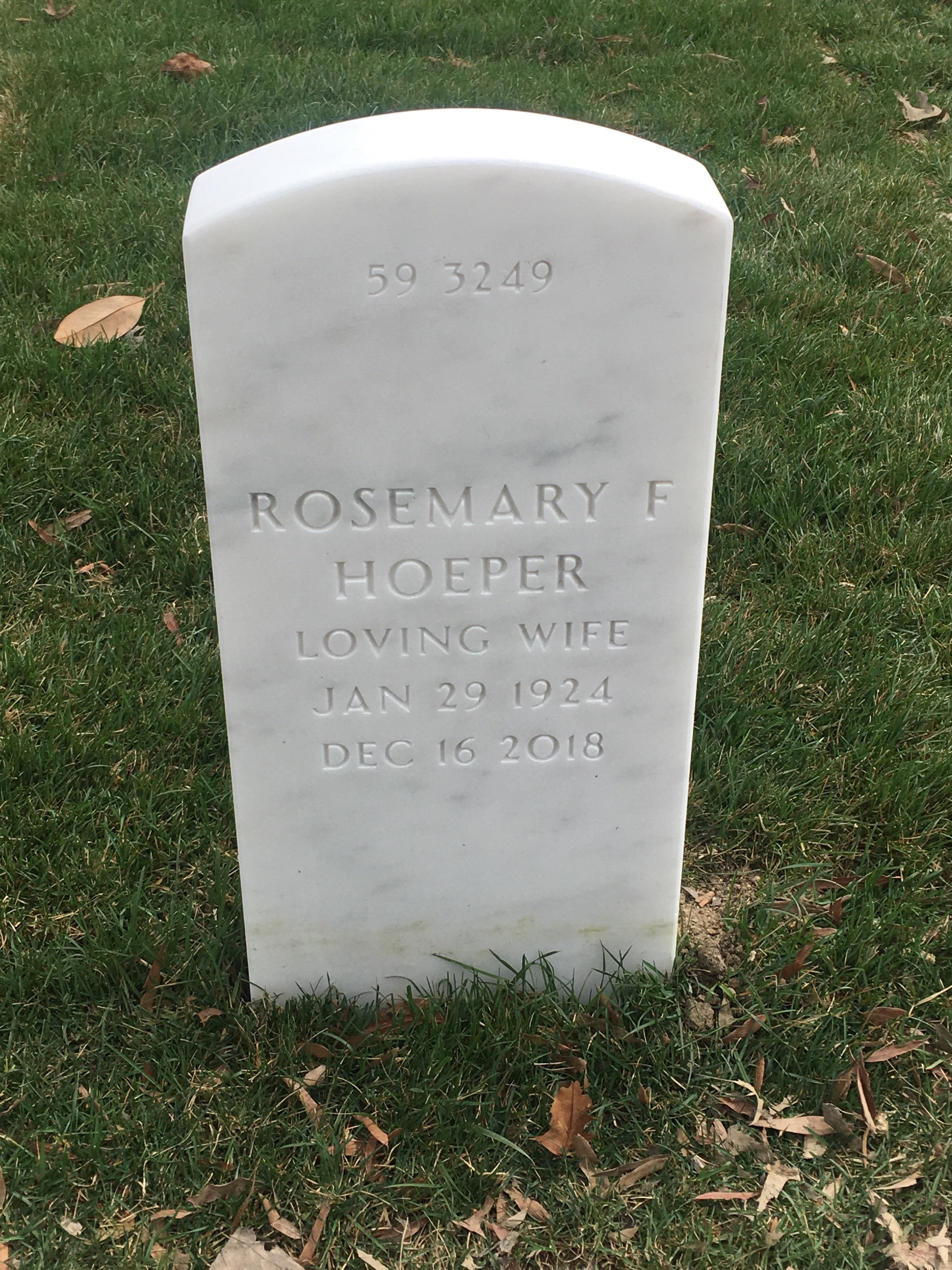 Back of headstone — Frank Hoeper