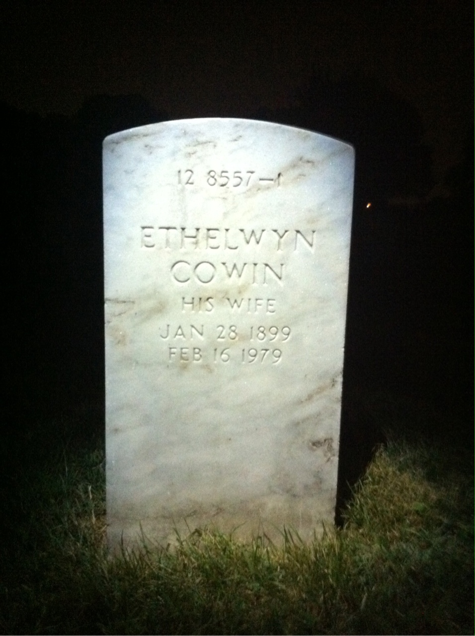 Back of headstone — Ethelwyn Morton