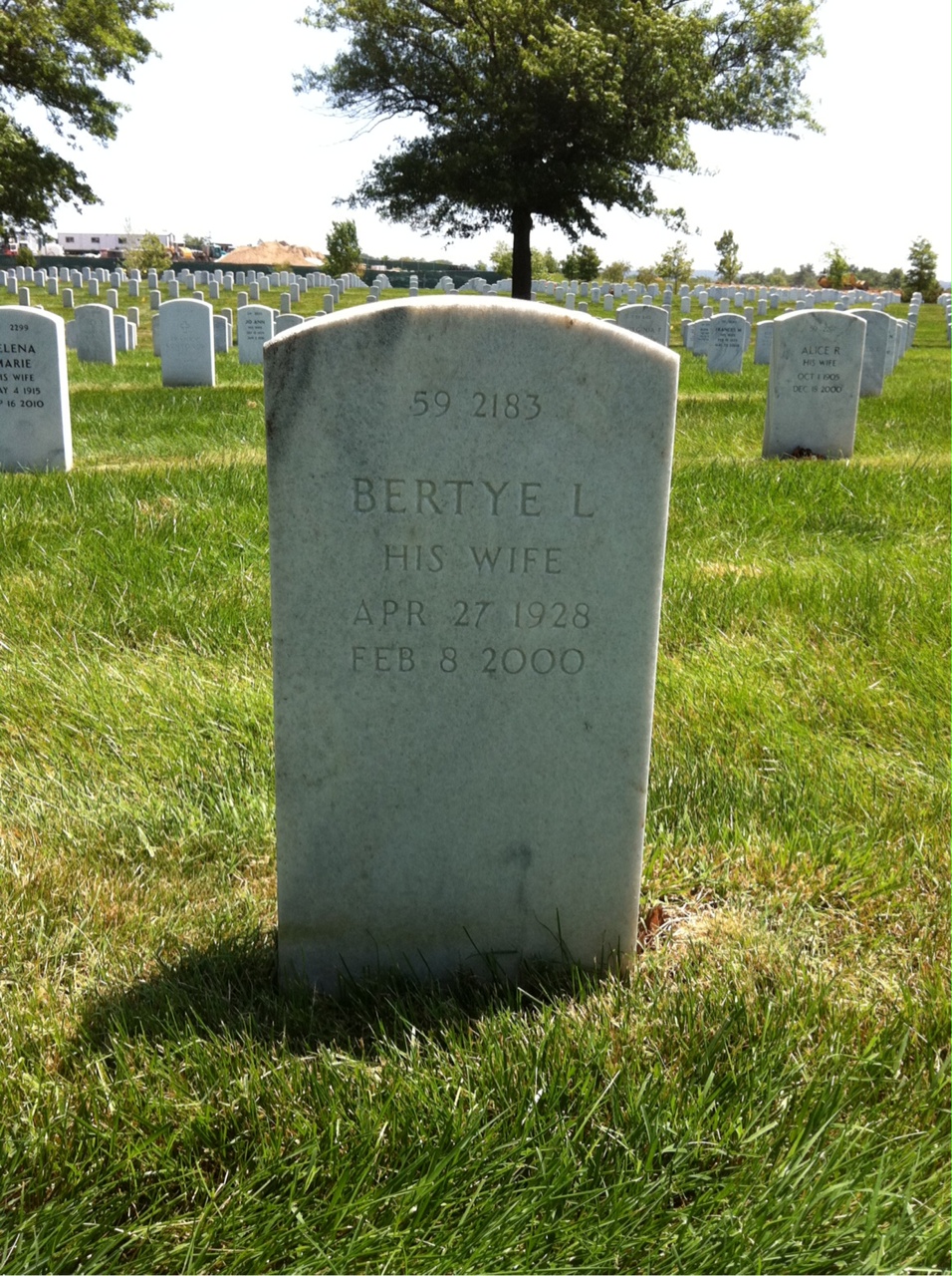 Back of headstone — Bertye Allen
