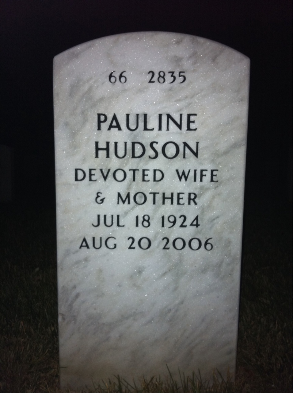 Back of headstone — Warren Barge