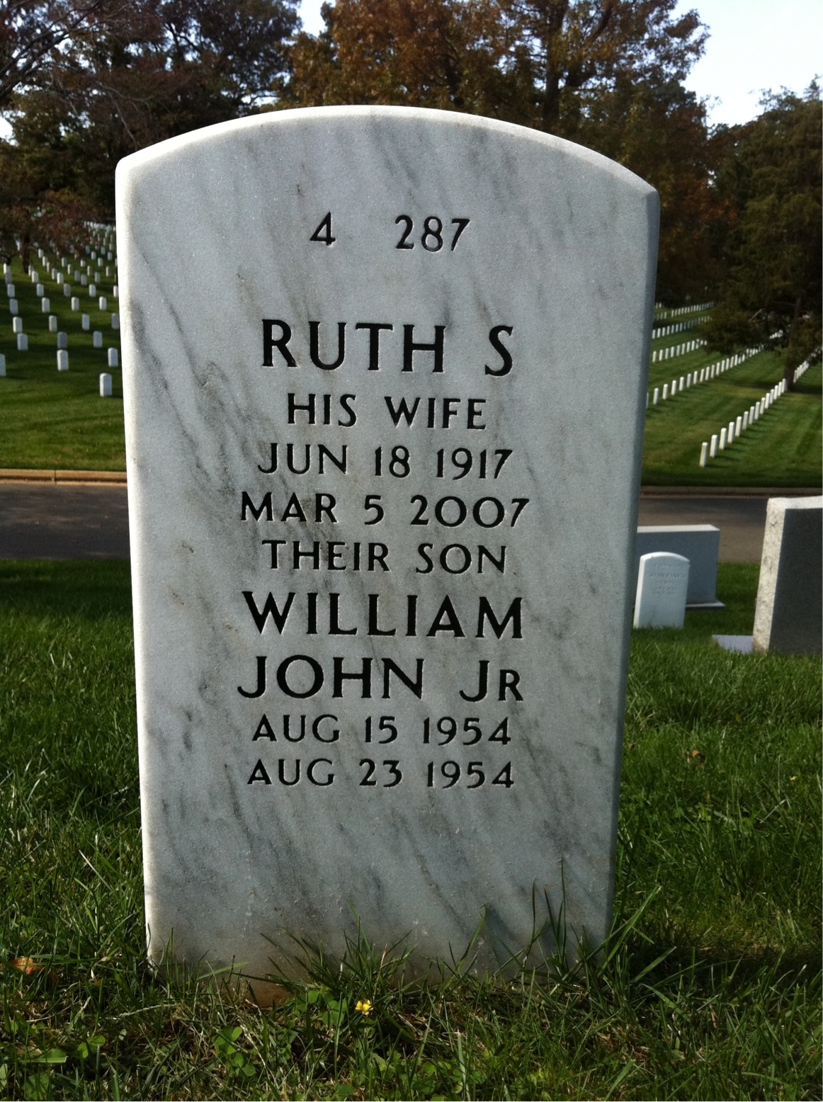 Back of headstone — William Caspari