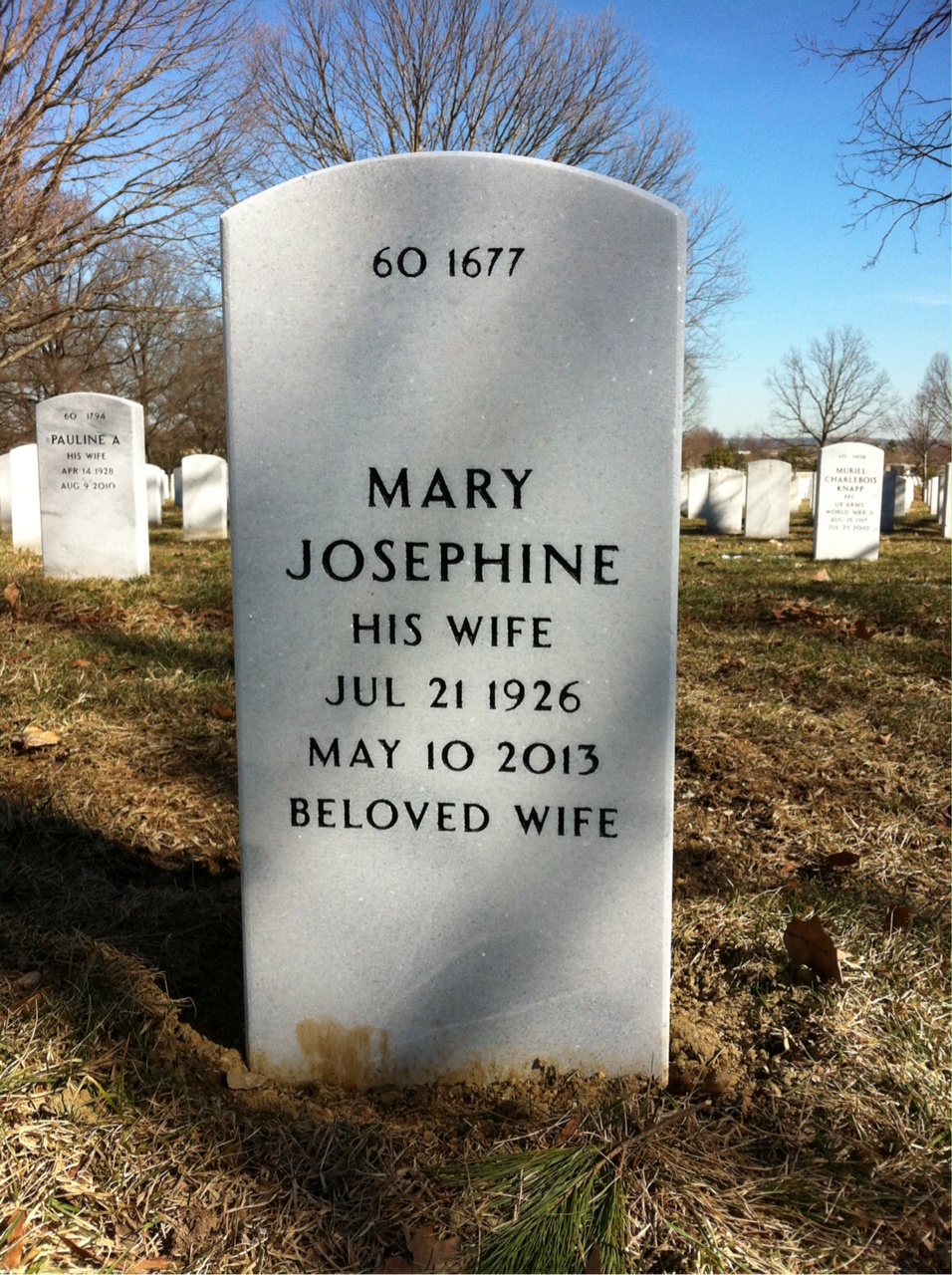 Back of headstone — Verne Jennings