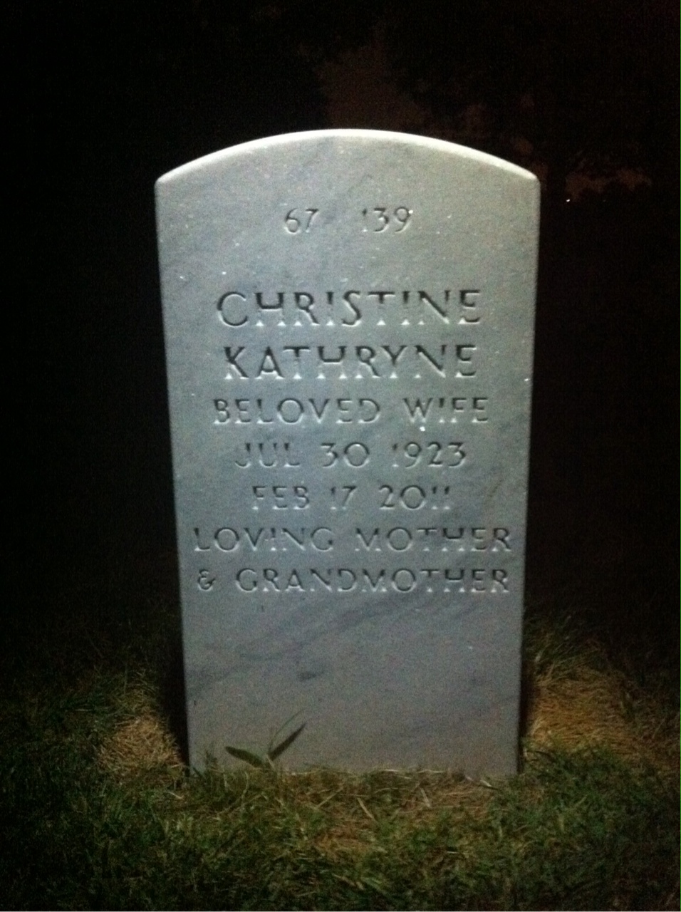 Back of headstone — George Mook