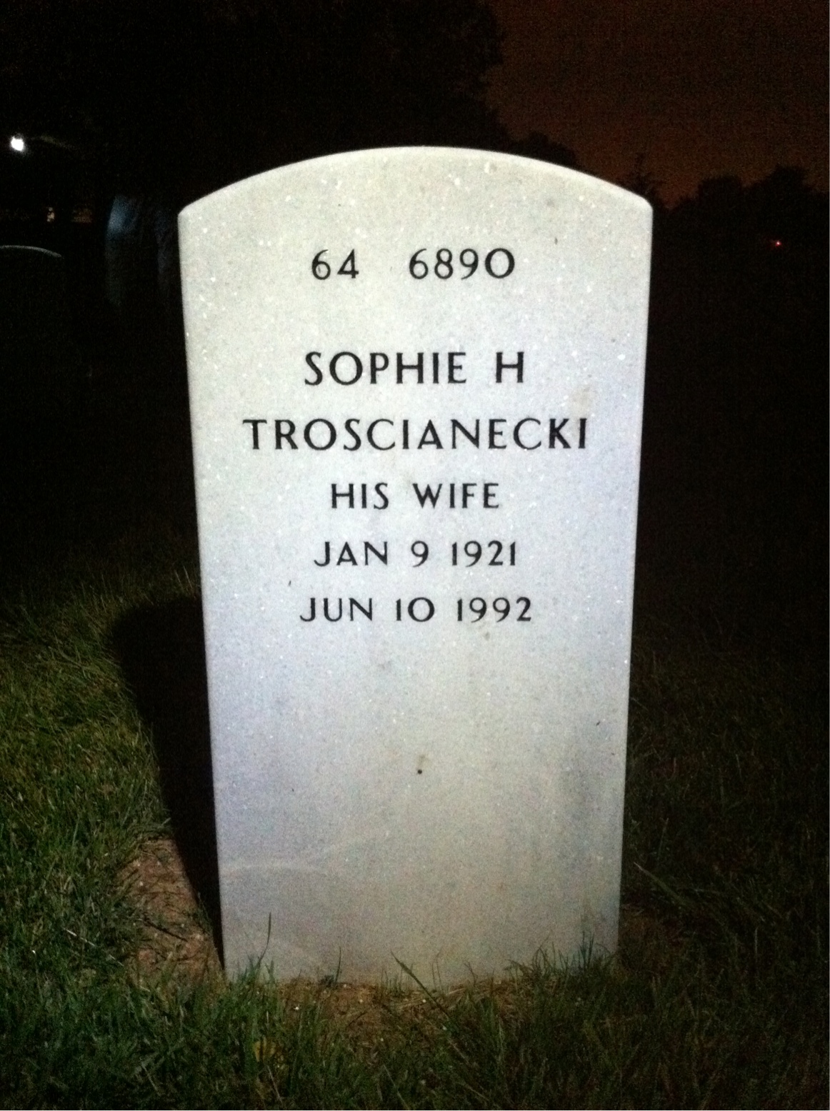 Back of headstone — Stanley Branowski