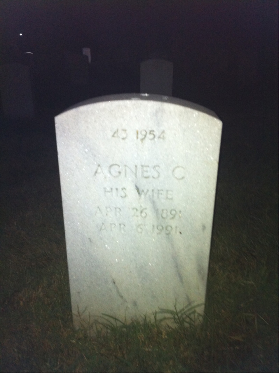 Back of headstone — William J Slattery