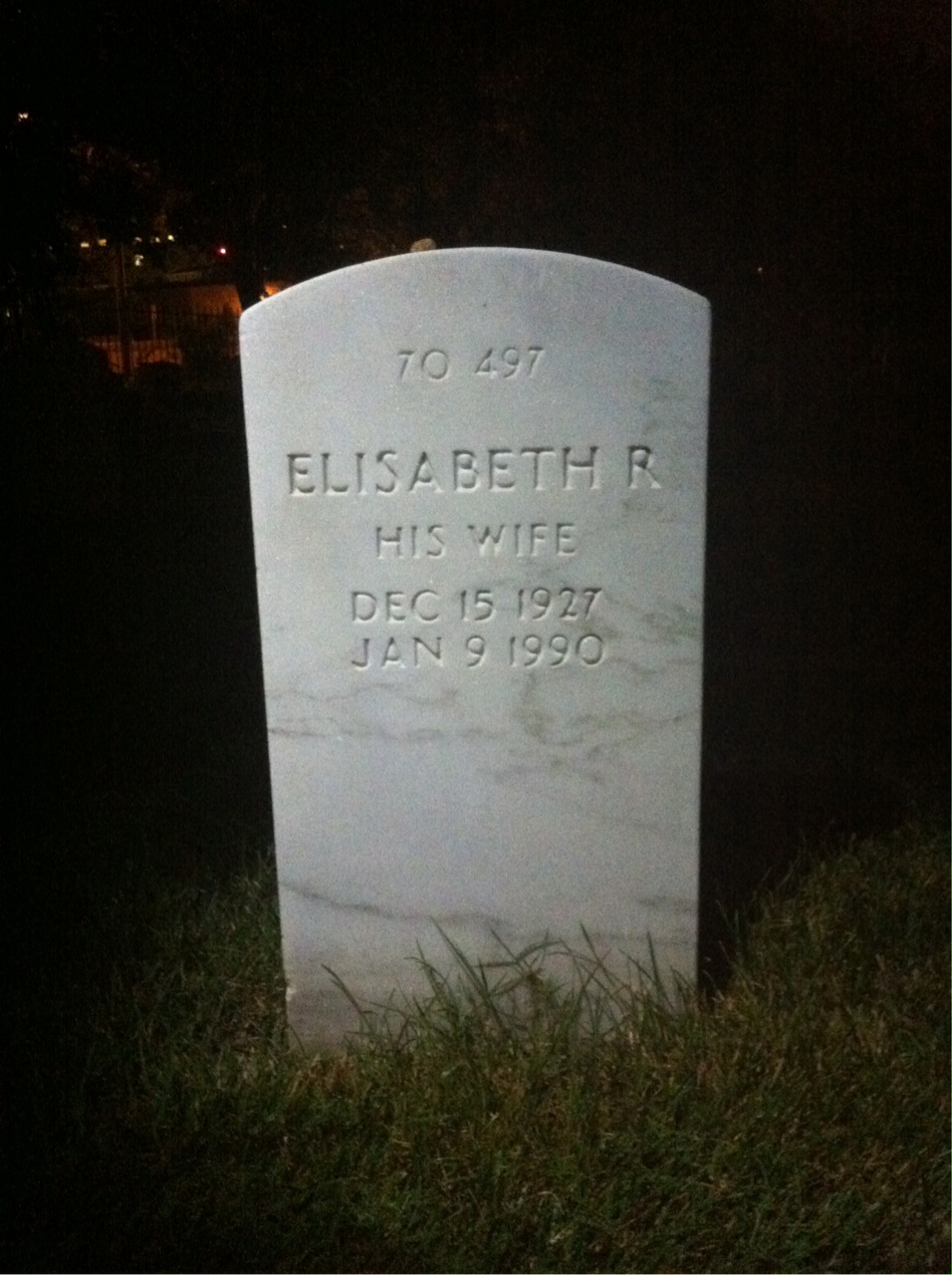 Back of headstone — Elisabeth Muster
