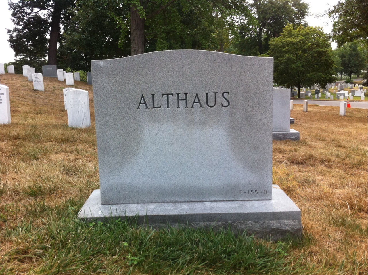 Back of headstone — John Althaus