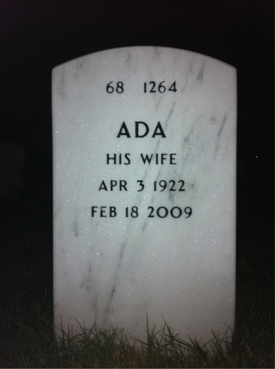 Back of headstone — Otto Williams