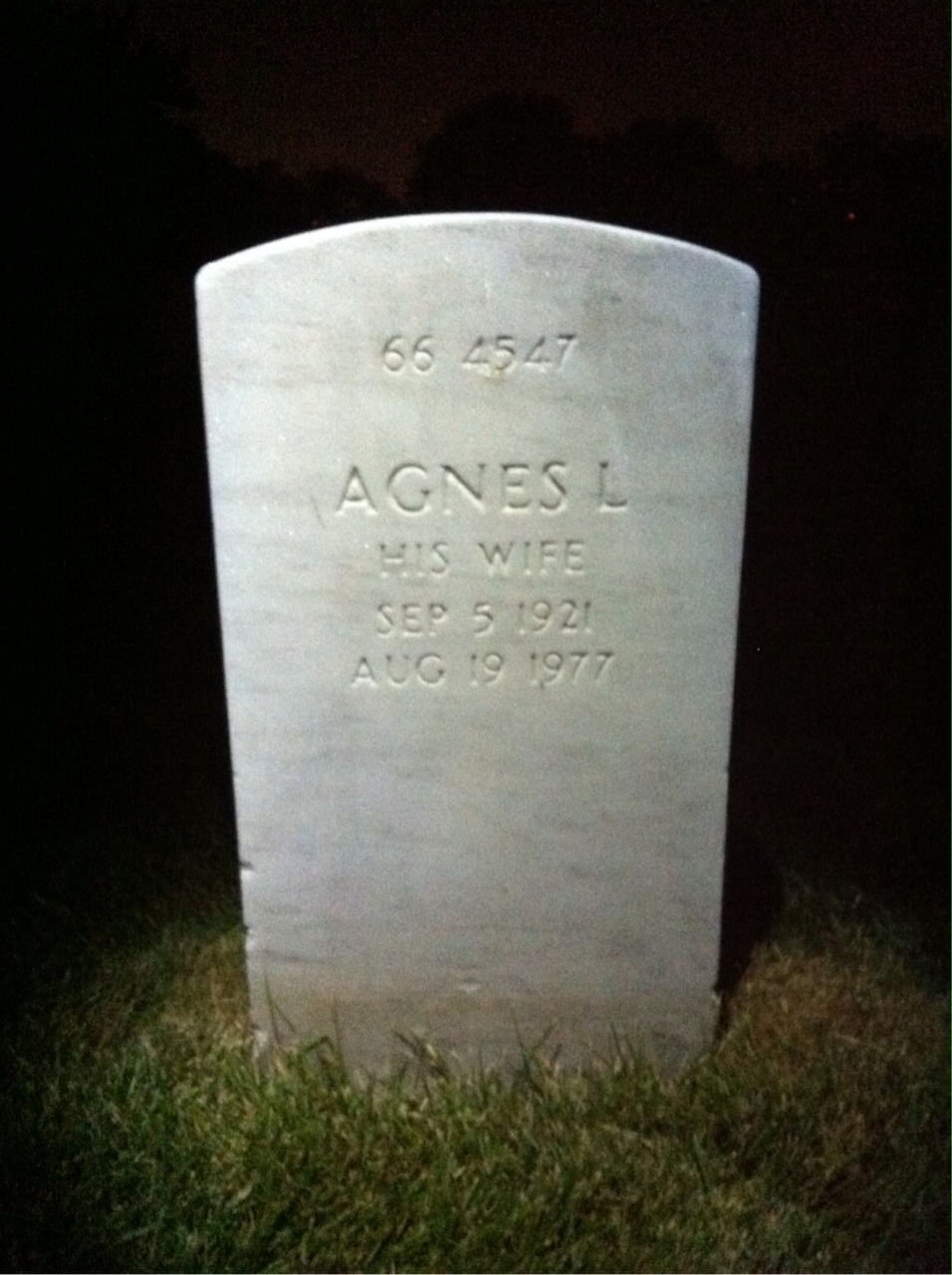 Back of headstone — Agnes Neill