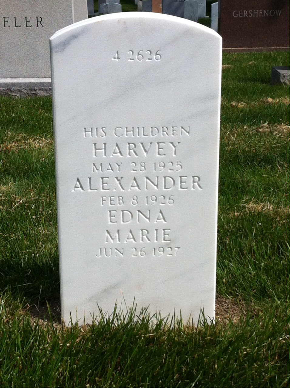 Back of headstone — George Armitage