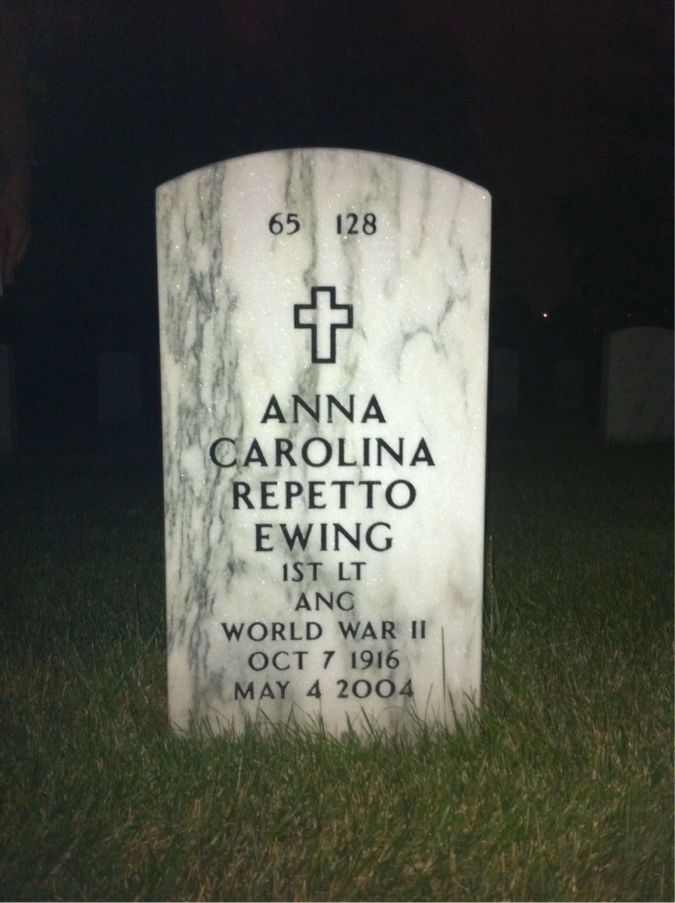Back of headstone — Anna Carolina Ewing