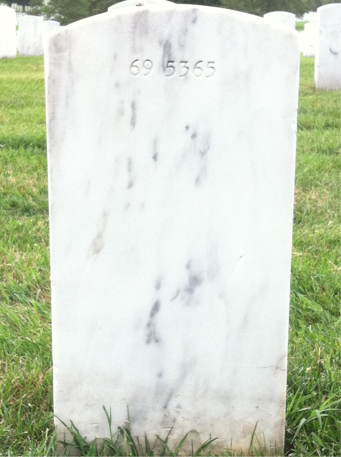 Back of headstone — Warren Miranda