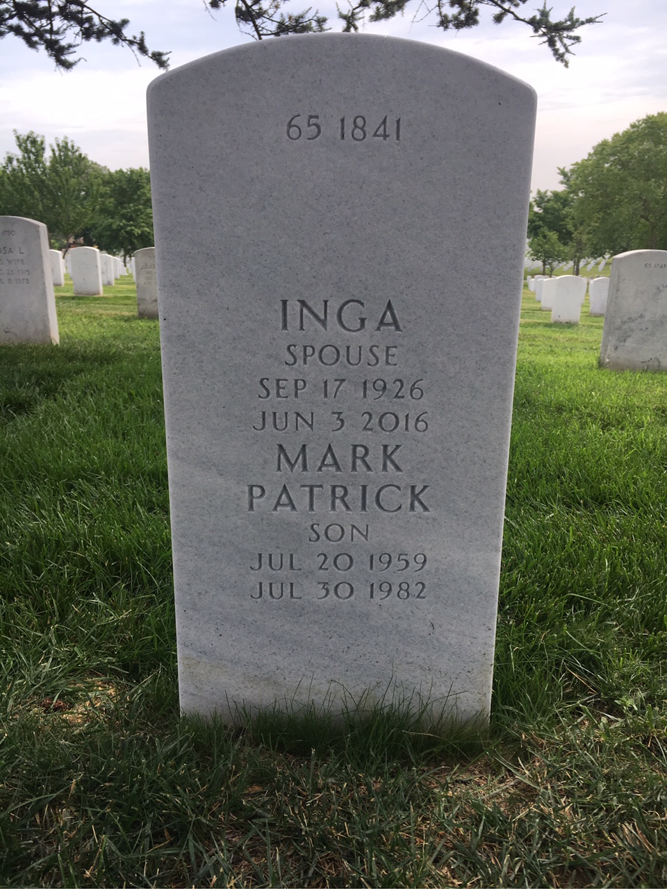 Back of headstone — Harold Devine