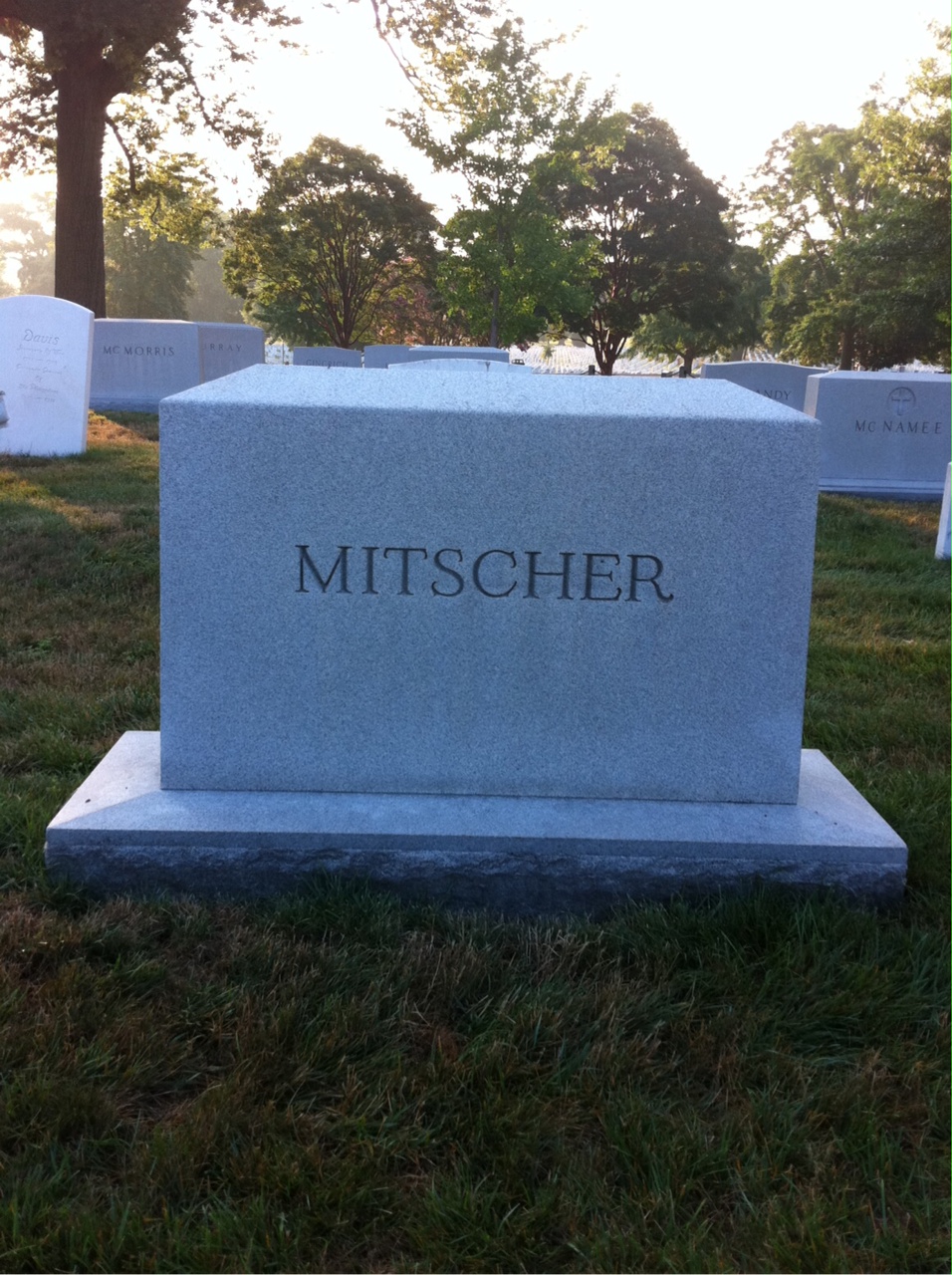 Back of headstone — Marc Mitscher