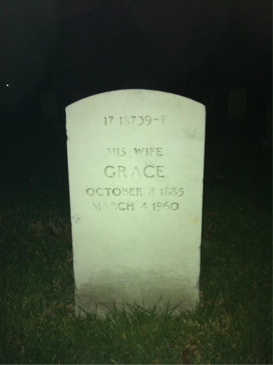 Back of headstone — William Armstrong