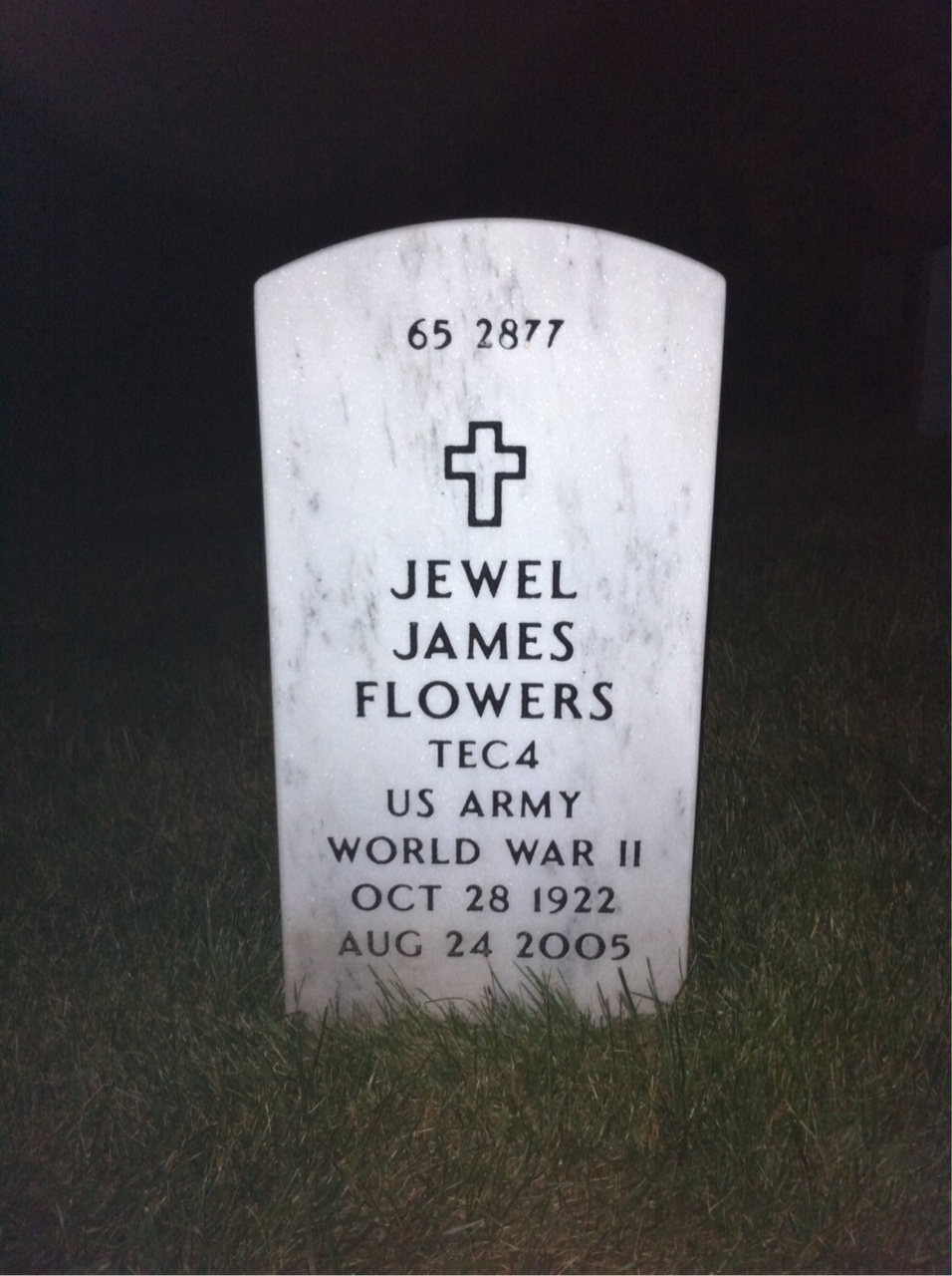Back of headstone — Harrell Flowers