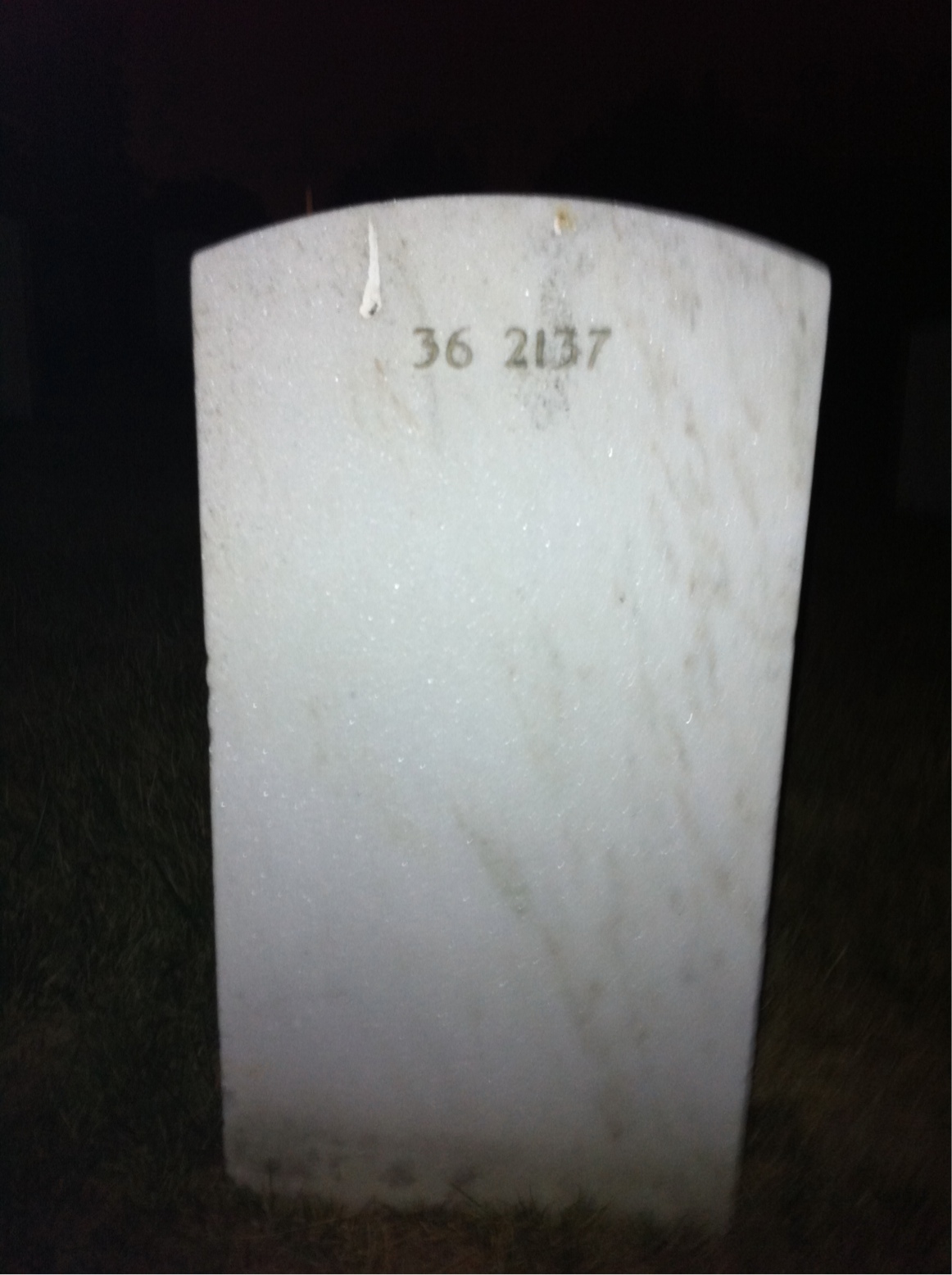 Back of headstone — William P Bledsoe