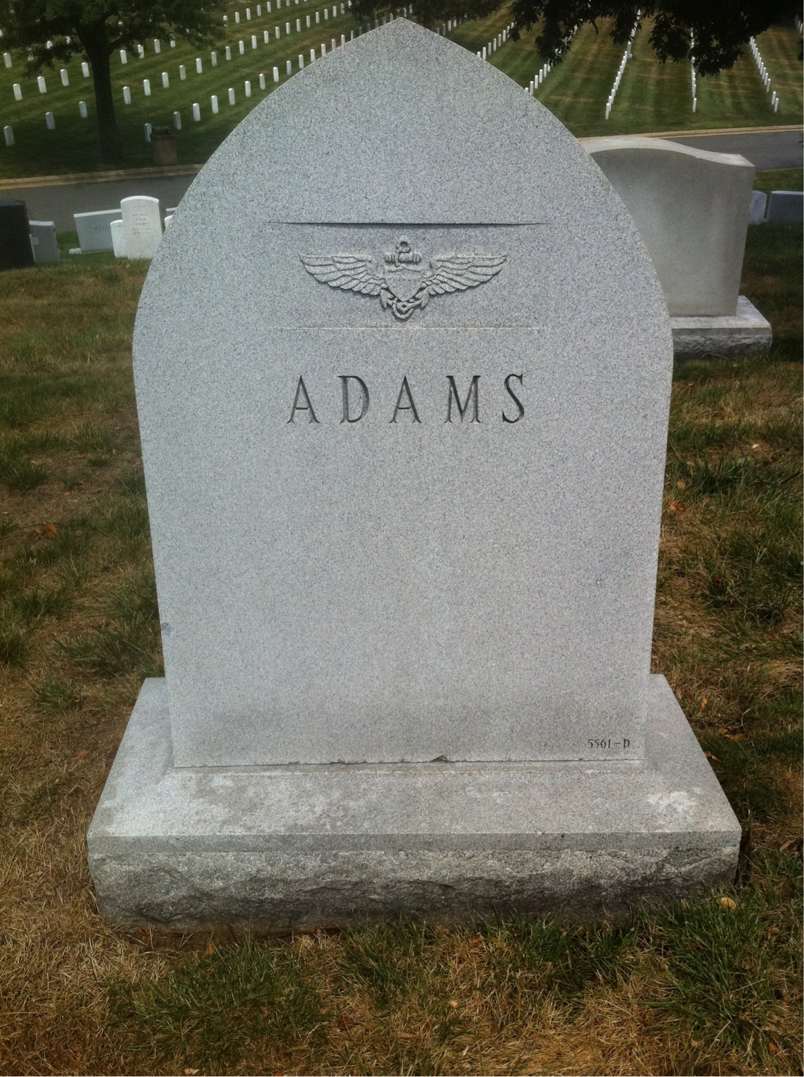 Back of headstone — David Adams