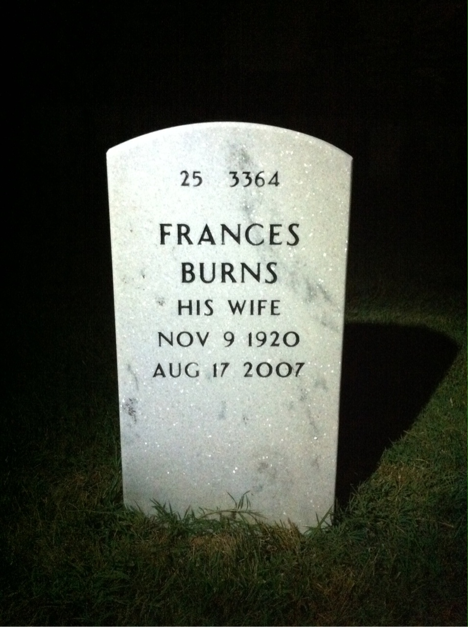 Back of headstone — Frederic Oseth