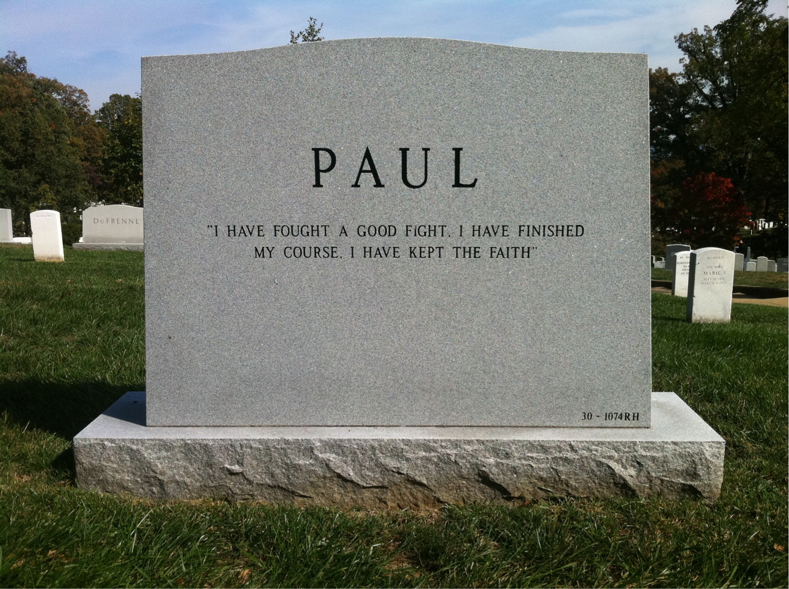 Back of headstone — Richard Paul