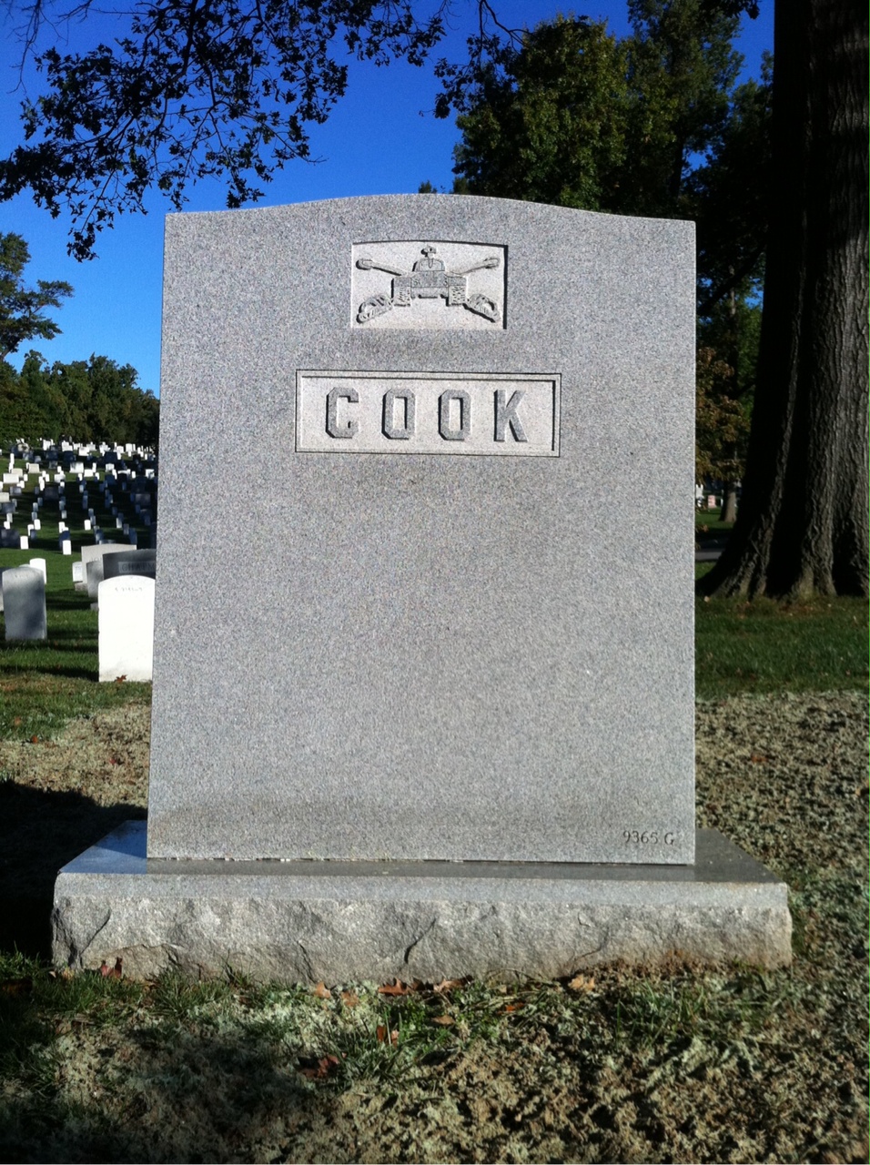 Back of headstone — Carroll Cook