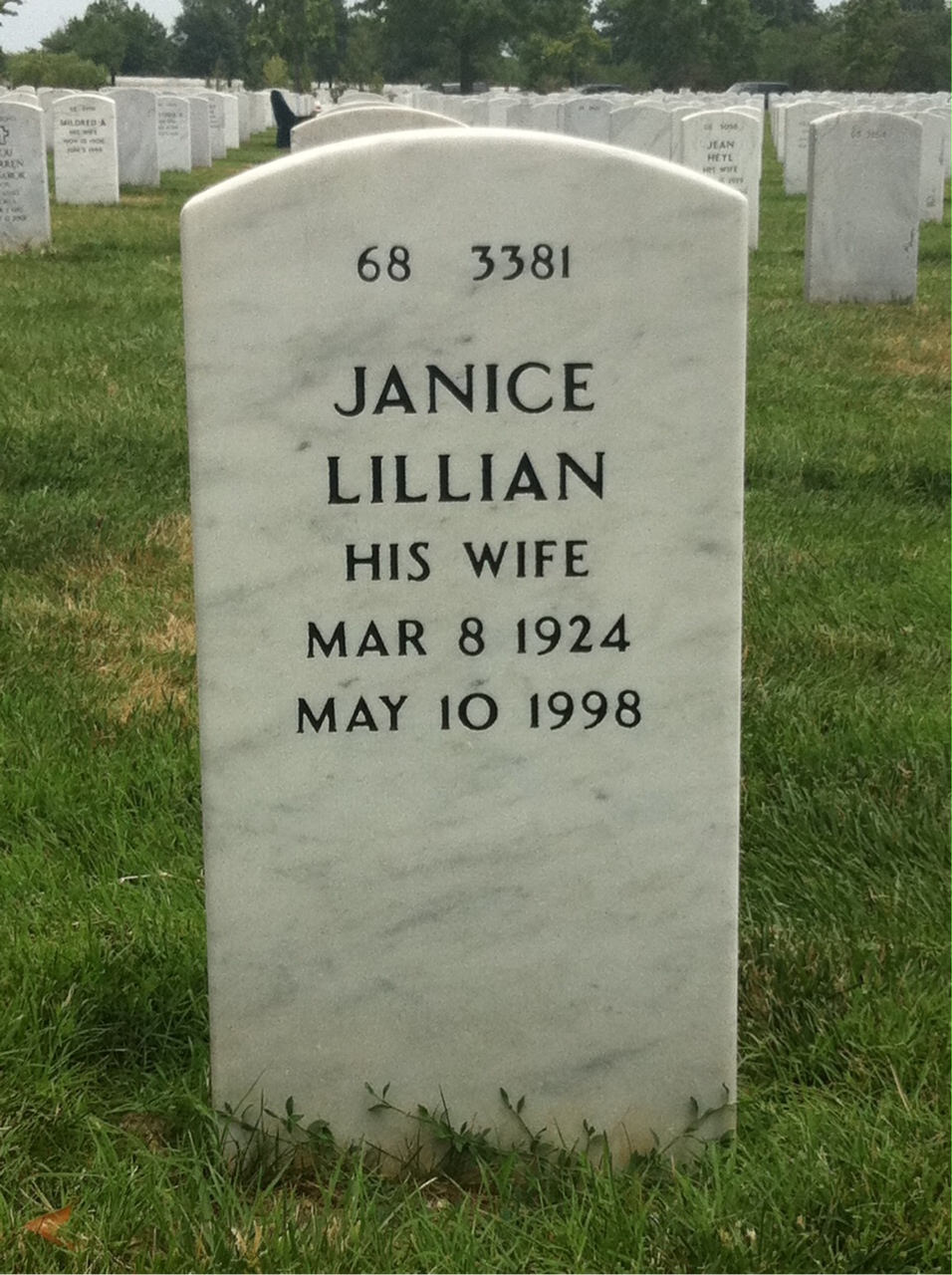 Back of headstone — Sidney Friend