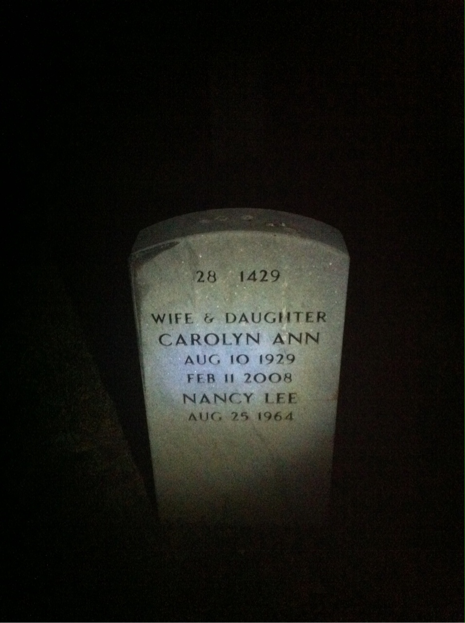 Back of headstone — Vernon Perry
