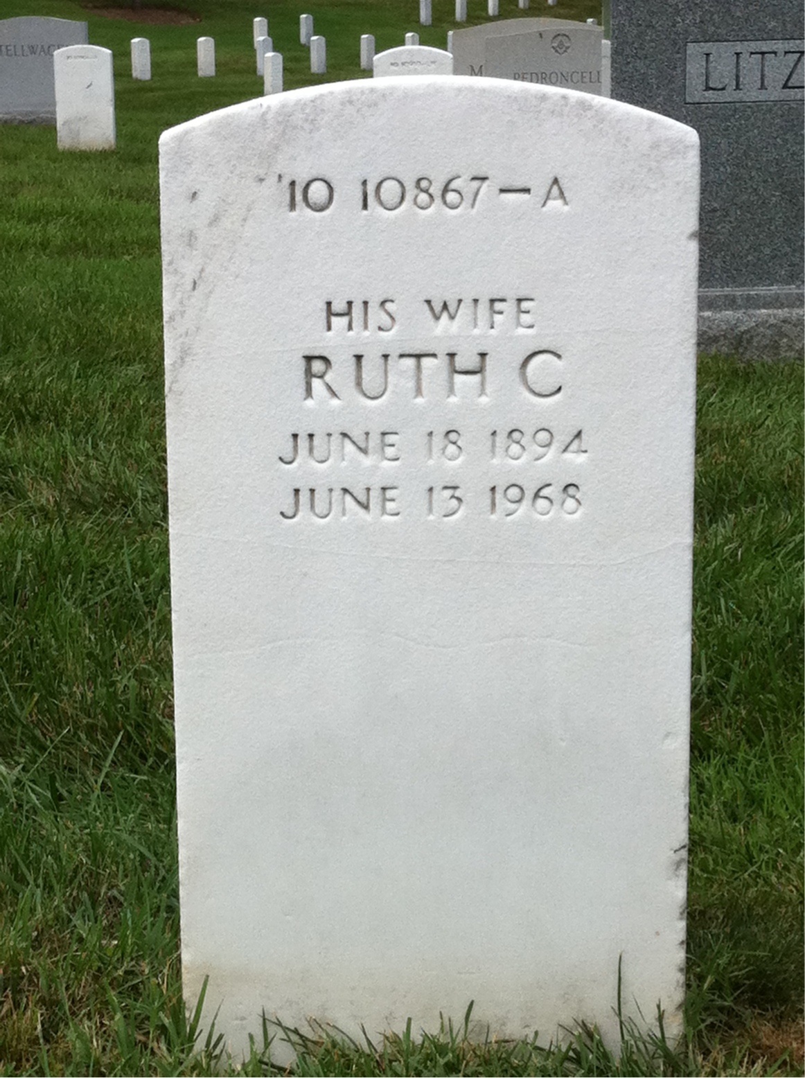 Back of headstone — Ruth Baldwin